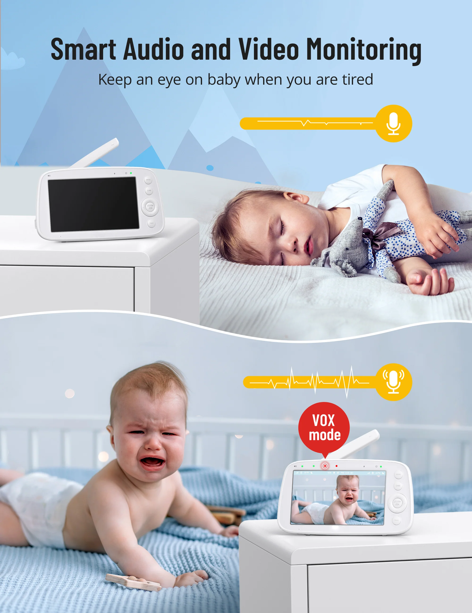720P HD Baby Monitor IH003, Wide-Angle Monitoring, 5 inch Display - Image 4