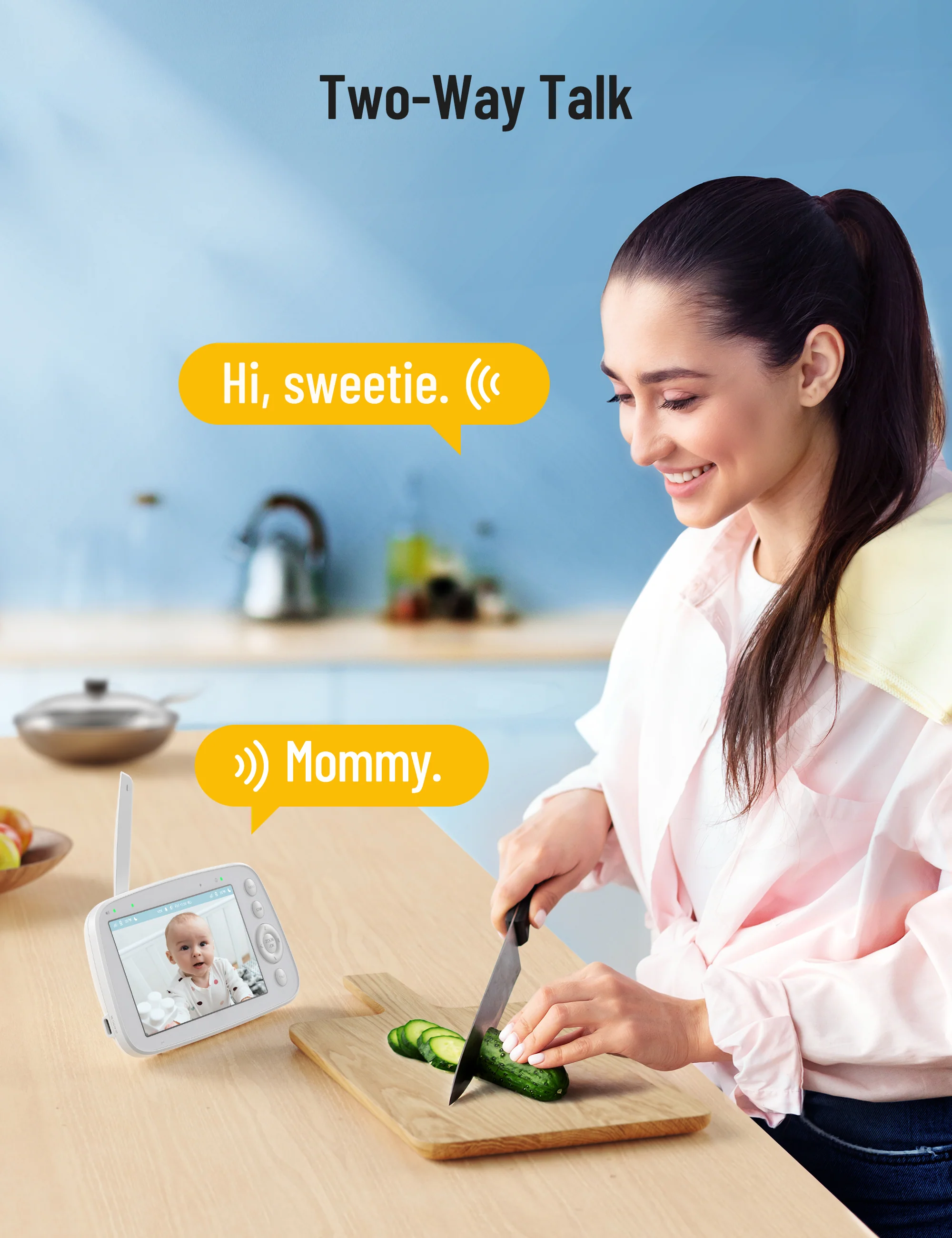 720P HD Baby Monitor IH003, Wide-Angle Monitoring, 5 inch Display - Image 5