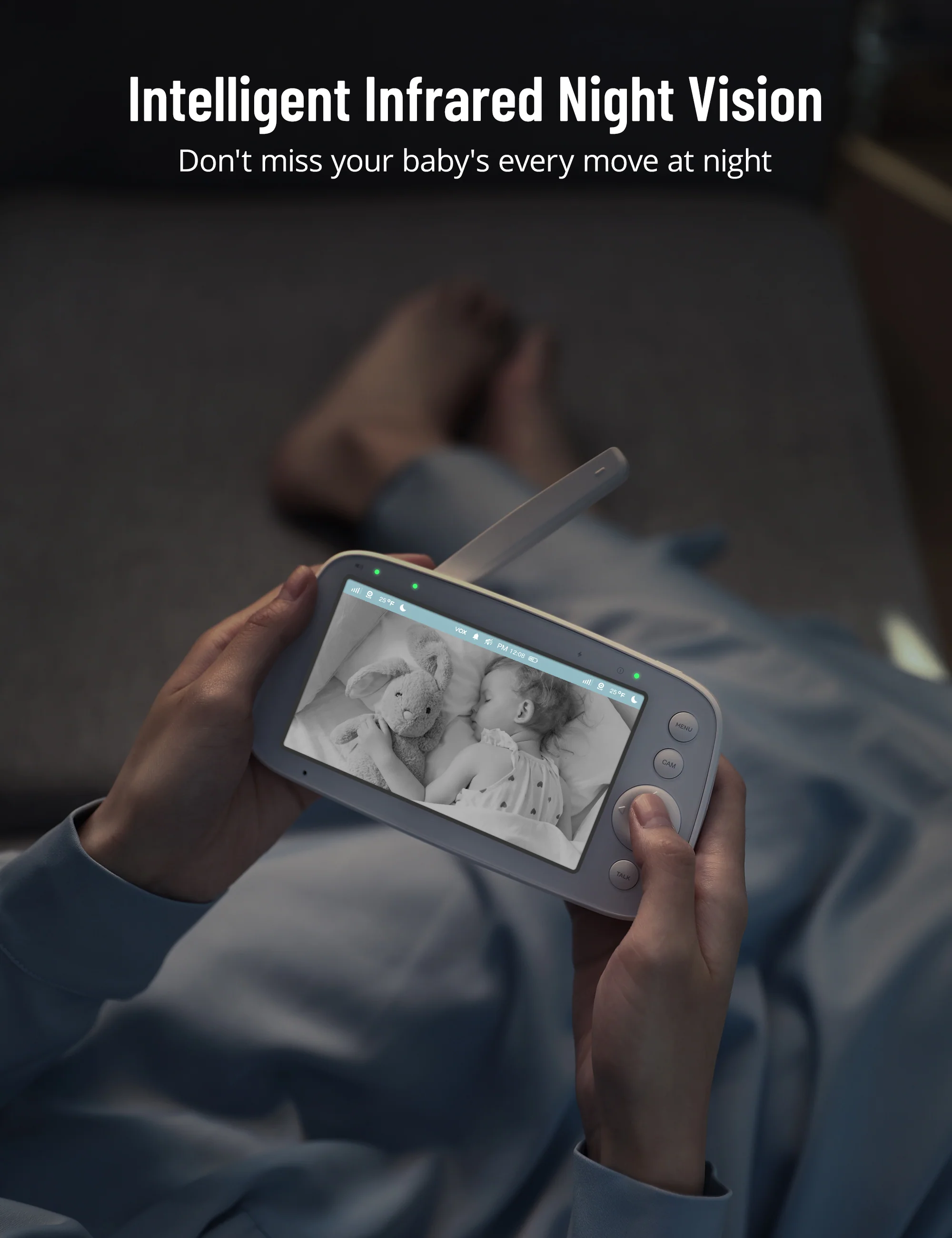720P HD Baby Monitor IH003, Wide-Angle Monitoring, 5 inch Display - Image 6