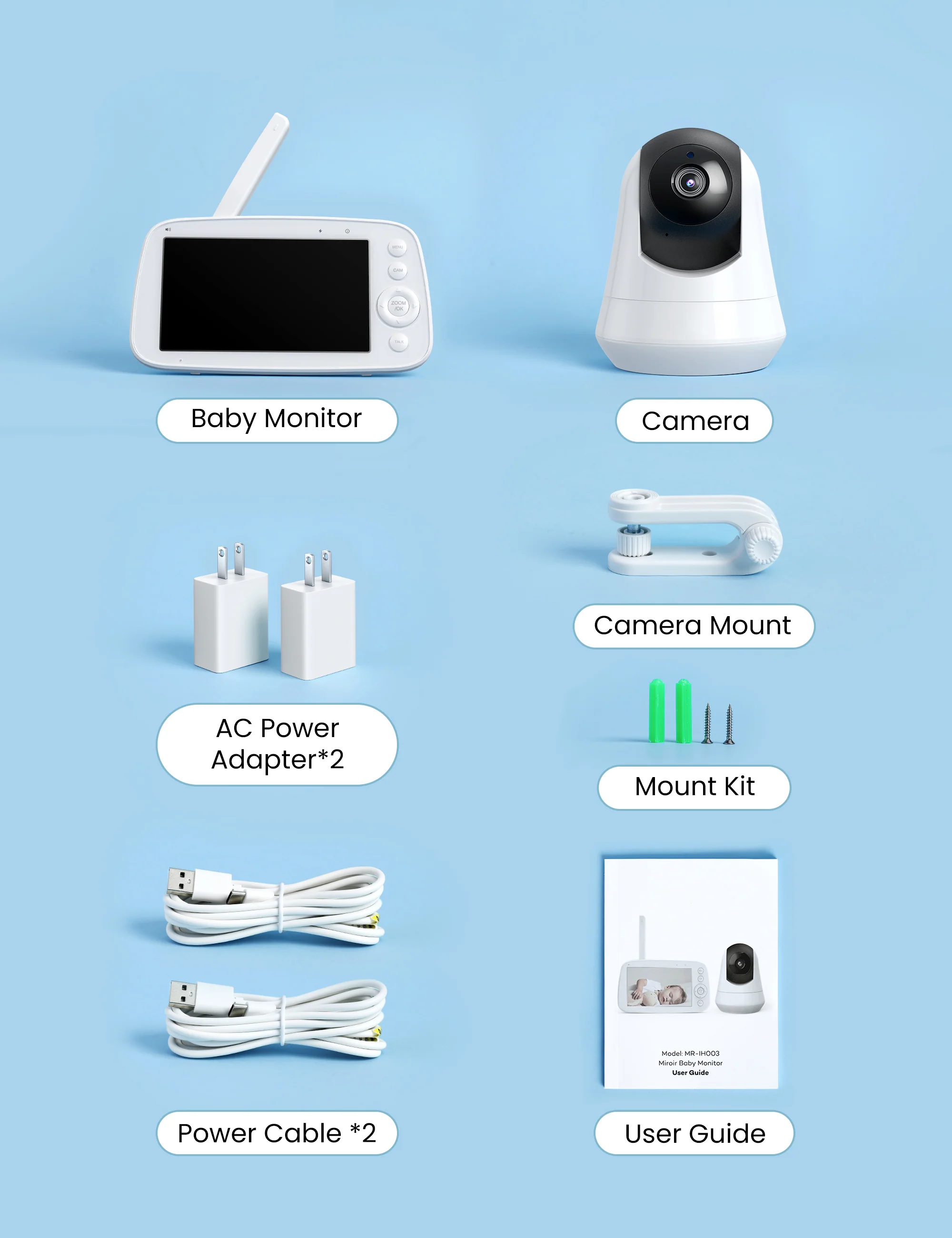 720P HD Baby Monitor IH003, Wide-Angle Monitoring, 5 inch Display - Image 7