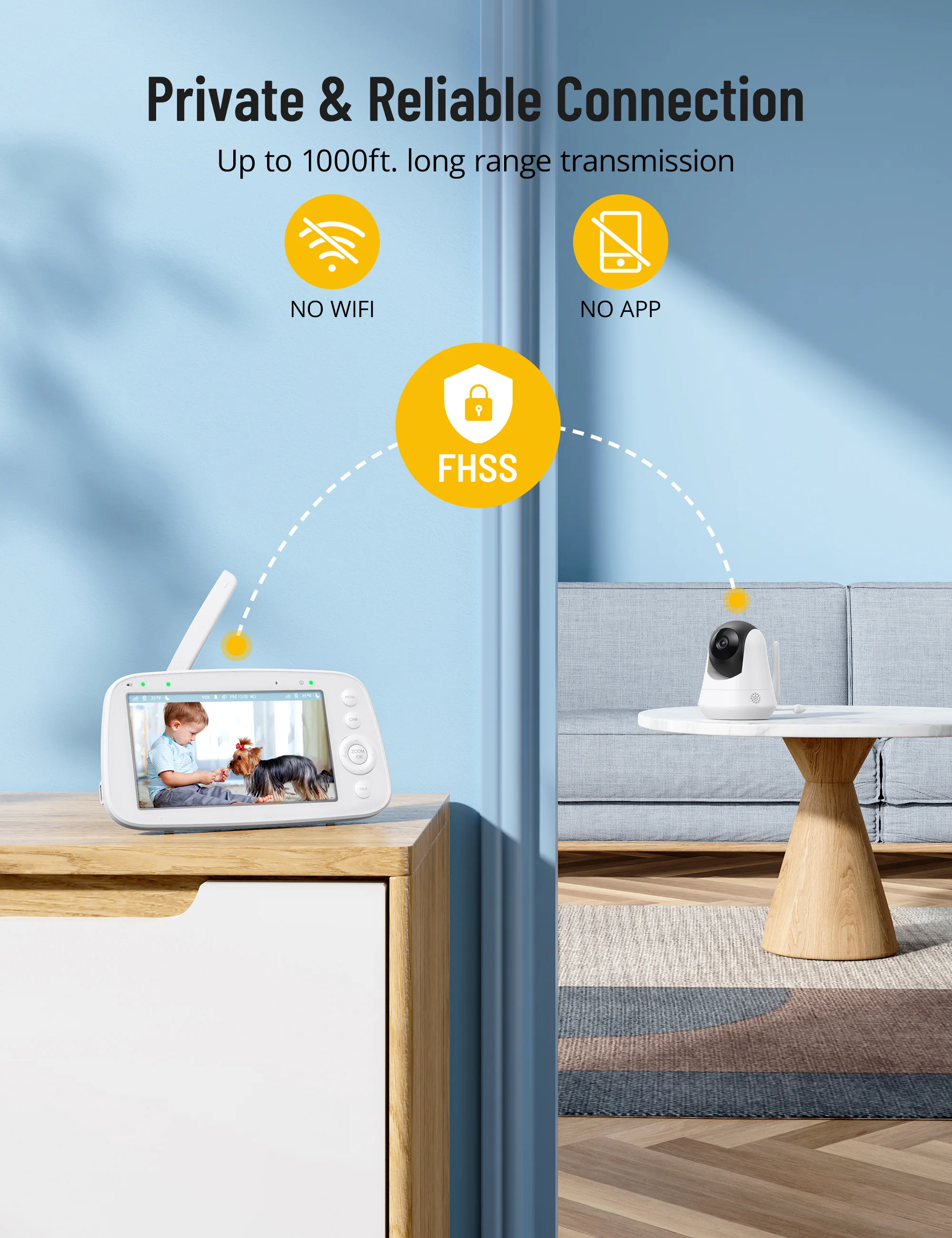 720P HD Baby Monitor IH003, Wide-Angle Monitoring, 5 inch Display - Image 9