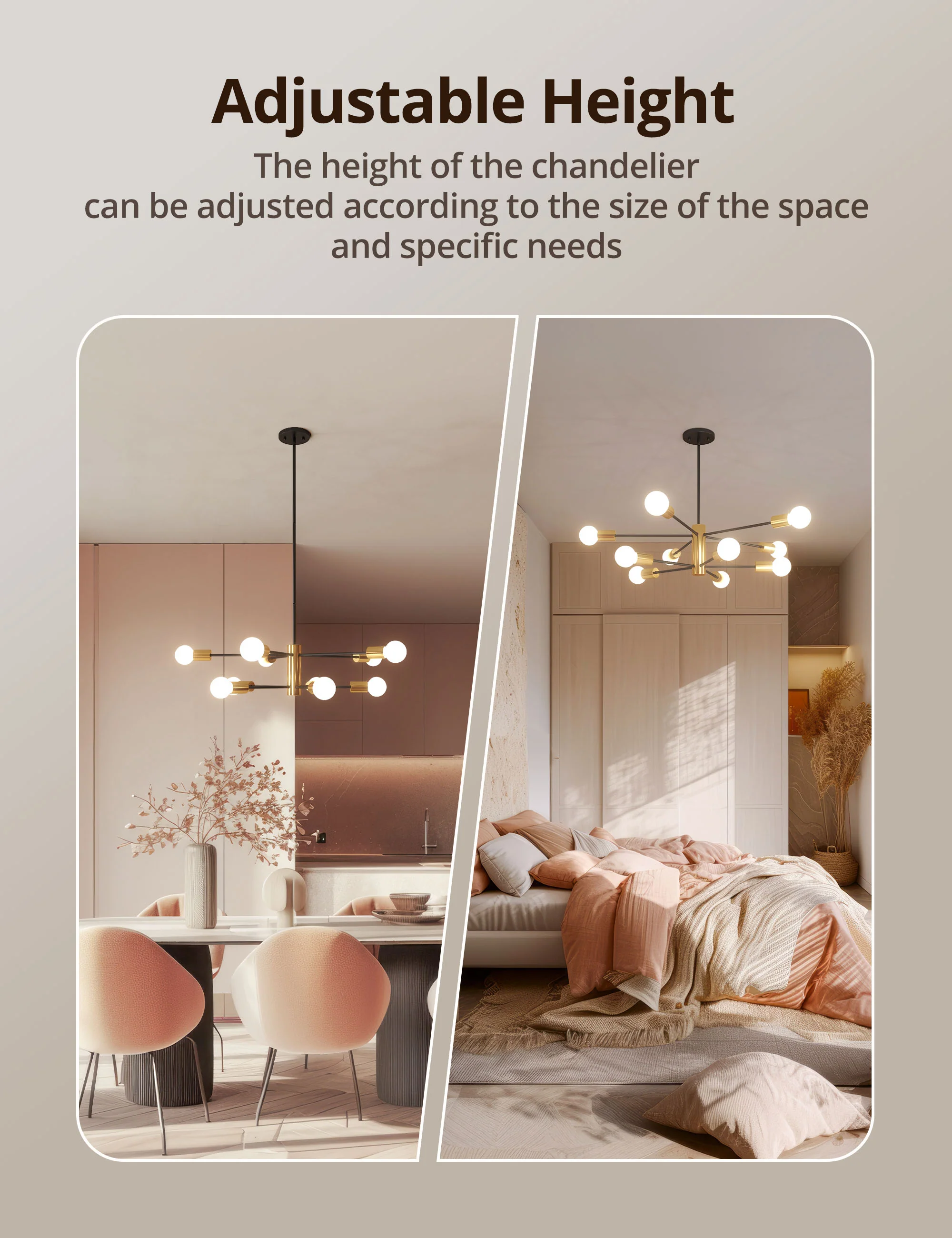 TaoTronics NB-CL010 10-Lights Modern Hanging Chandelier Lighting Plug-in Pendant Ceiling Light Fixtures - Image 6