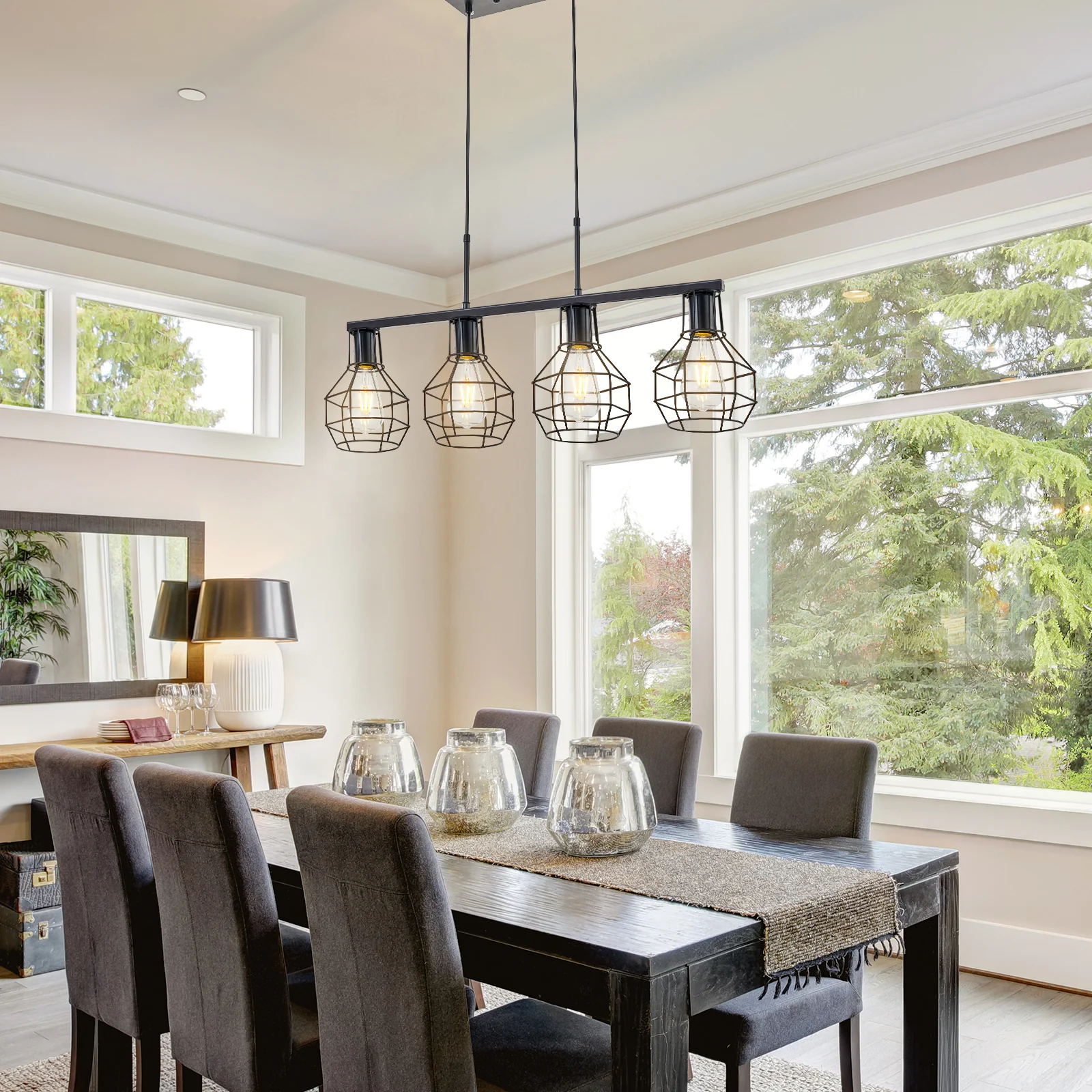TaoTronics NB-CL008 4-Light Kitchen Island Lighting Adjustable Height Pendant Light Fixtures - Image 3
