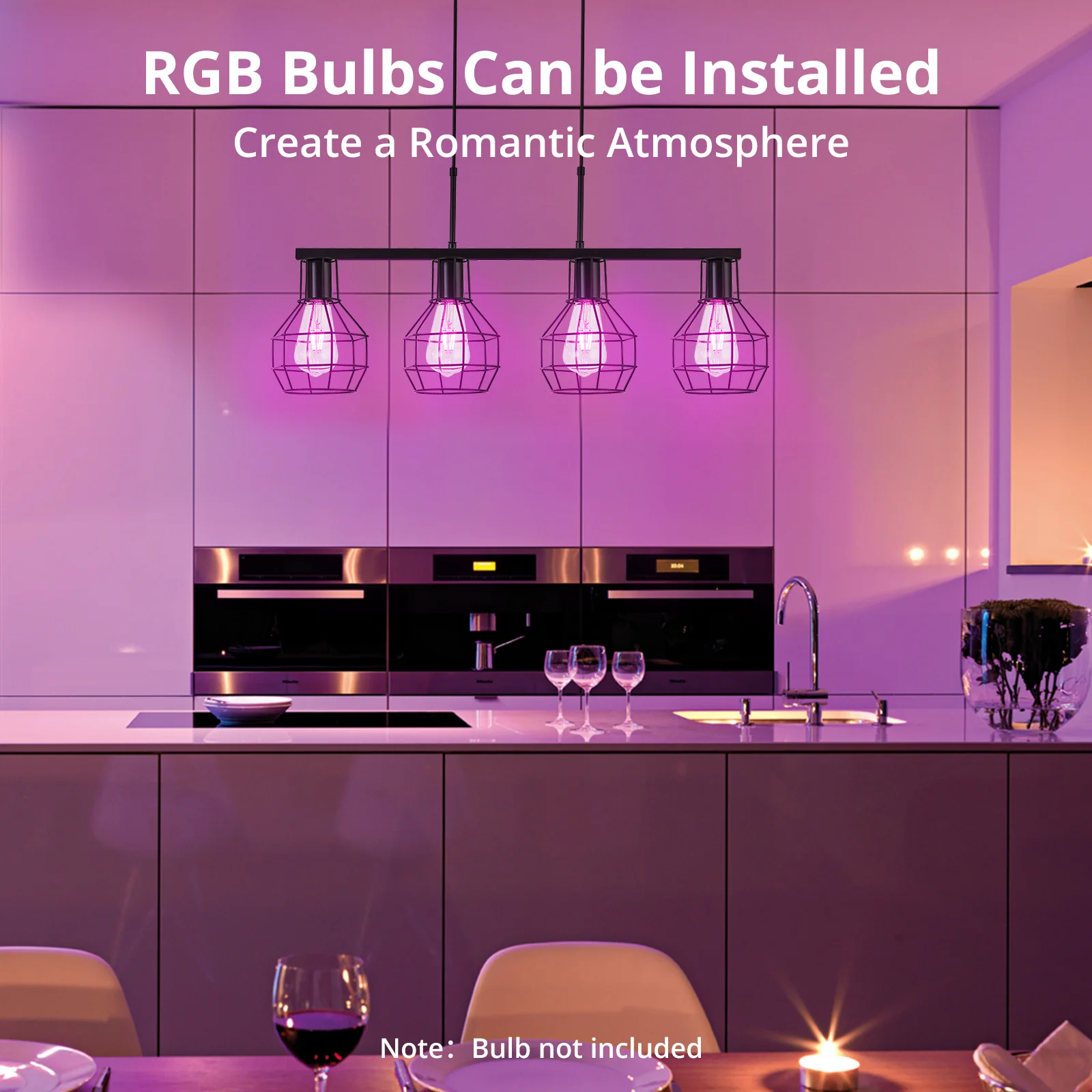 TaoTronics NB-CL008 4-Light Kitchen Island Lighting Adjustable Height Pendant Light Fixtures - Image 4