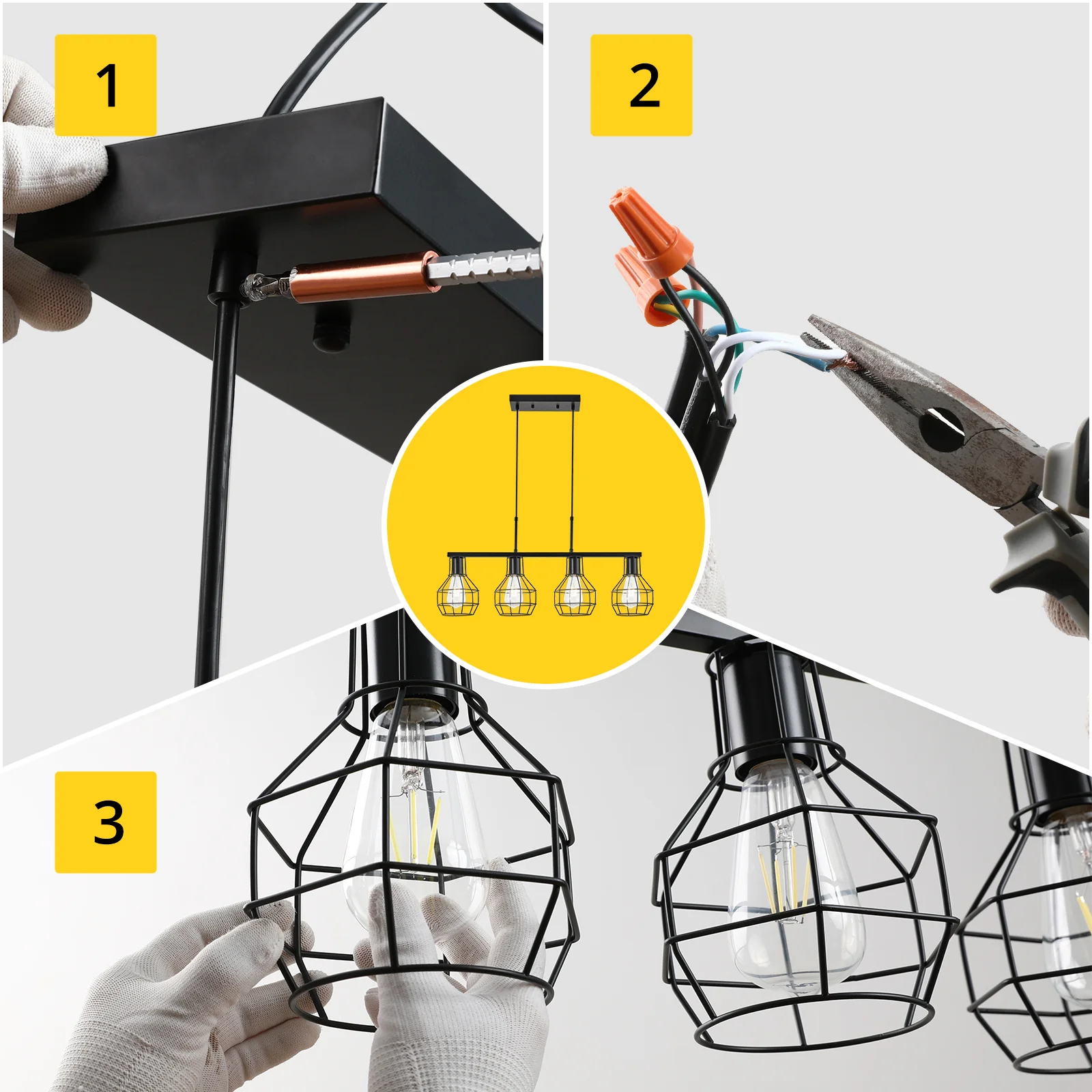 TaoTronics NB-CL008 4-Light Kitchen Island Lighting Adjustable Height Pendant Light Fixtures - Image 8