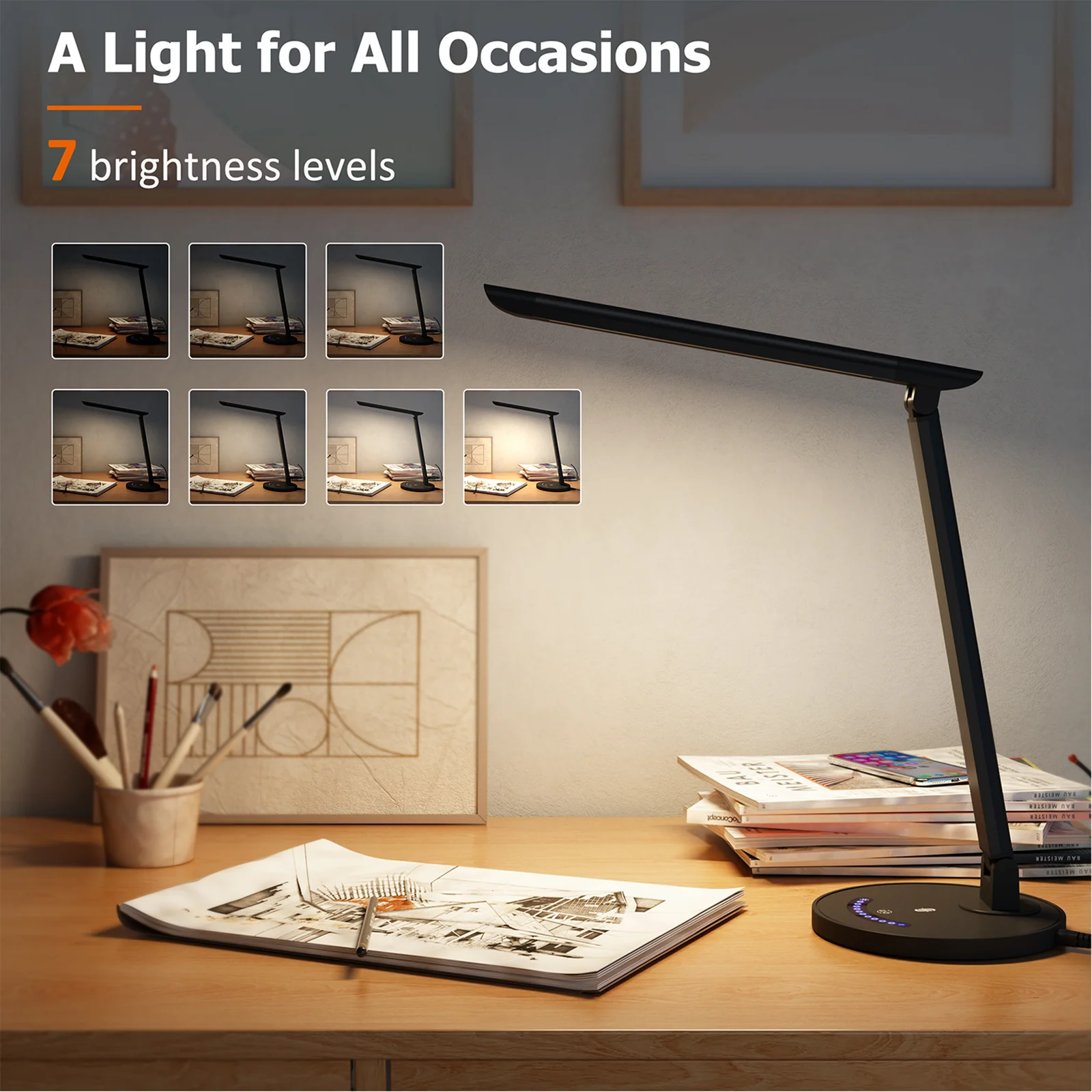 TaoTronics TT-DL13 LED Desk Lamp Office Table 35-Modes Lamps with Stable USB Charging Port & Touch Control - Image 9