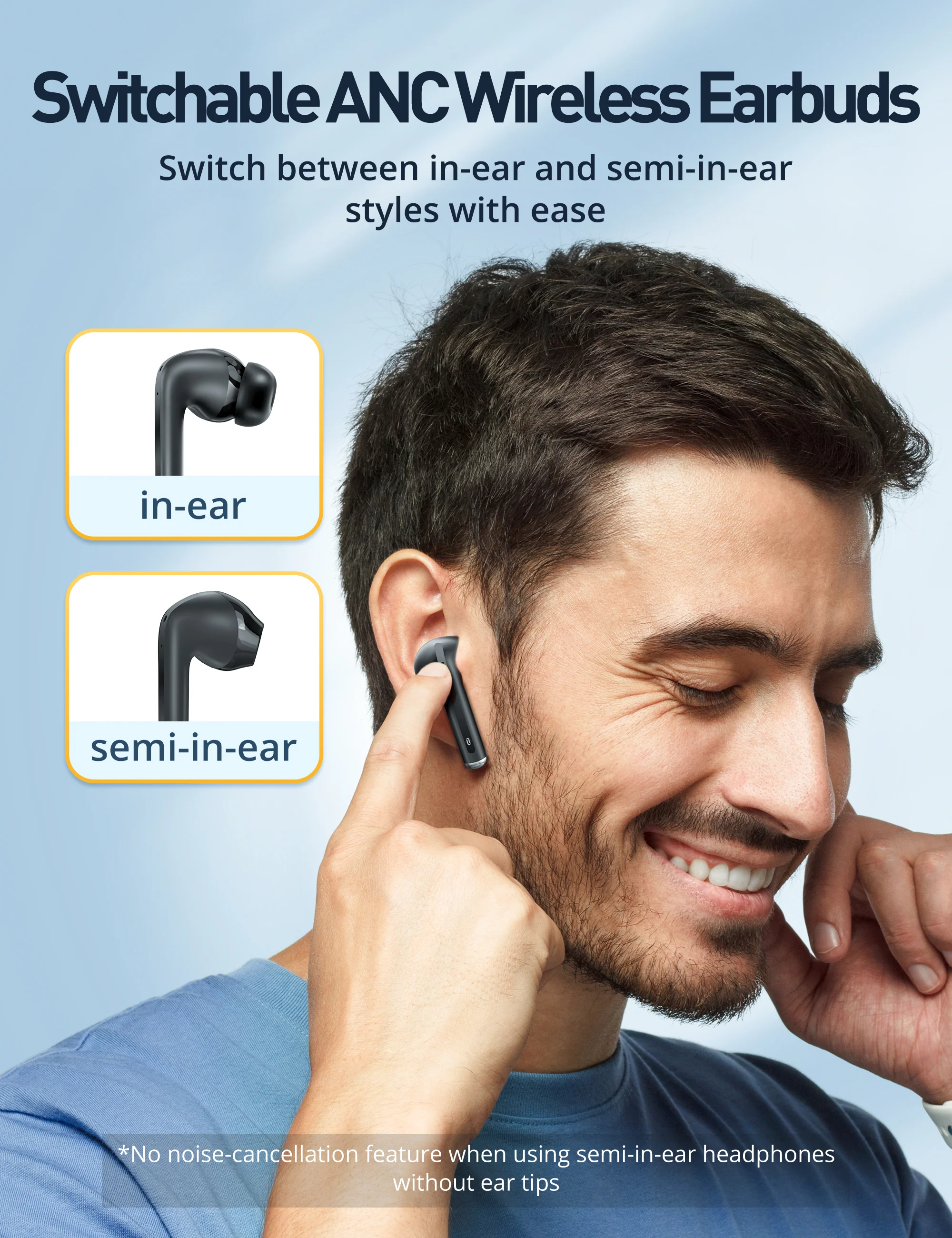 TT-BH1118 TaoTronics Wireless Earbuds, 25 dB Noise Cancelling 24H Playtime IPX5 Pass-Through Mode 4 Mic ENC - Image 8