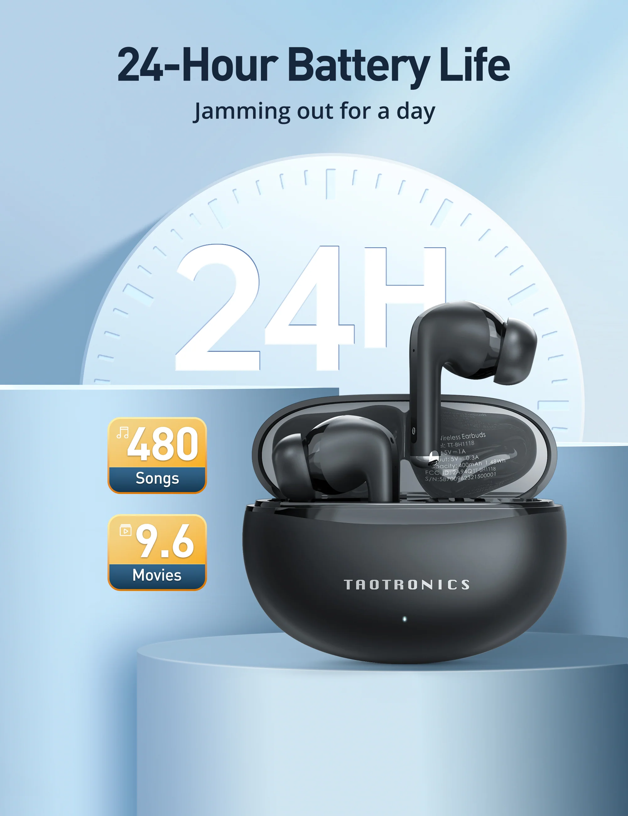 TT-BH1118 TaoTronics Wireless Earbuds, 25 dB Noise Cancelling 24H Playtime IPX5 Pass-Through Mode 4 Mic ENC - Image 9