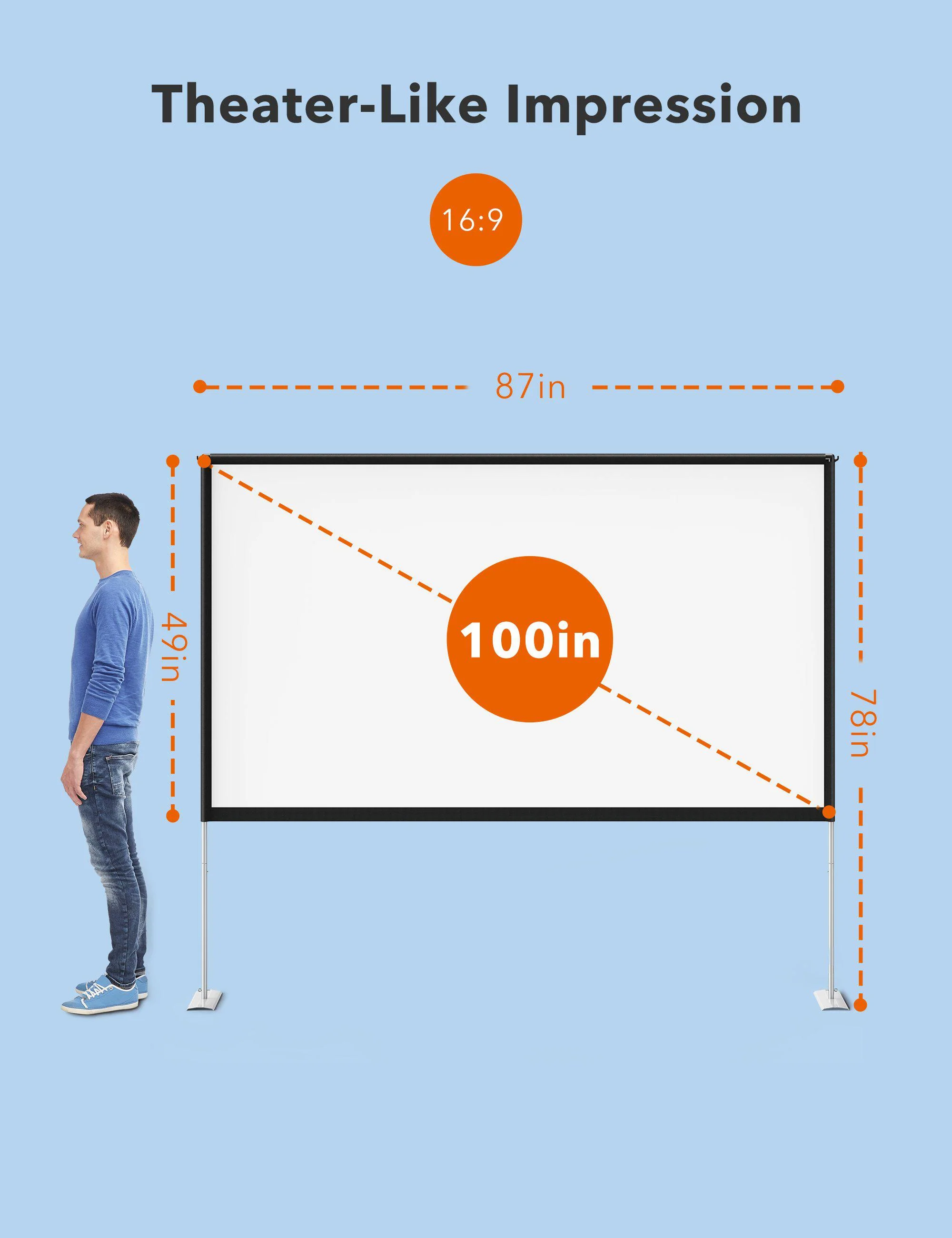 TaoTronics Freestanding Projection Screen TT-HP027, Portable Front & Rear Projection Screen - Image 4