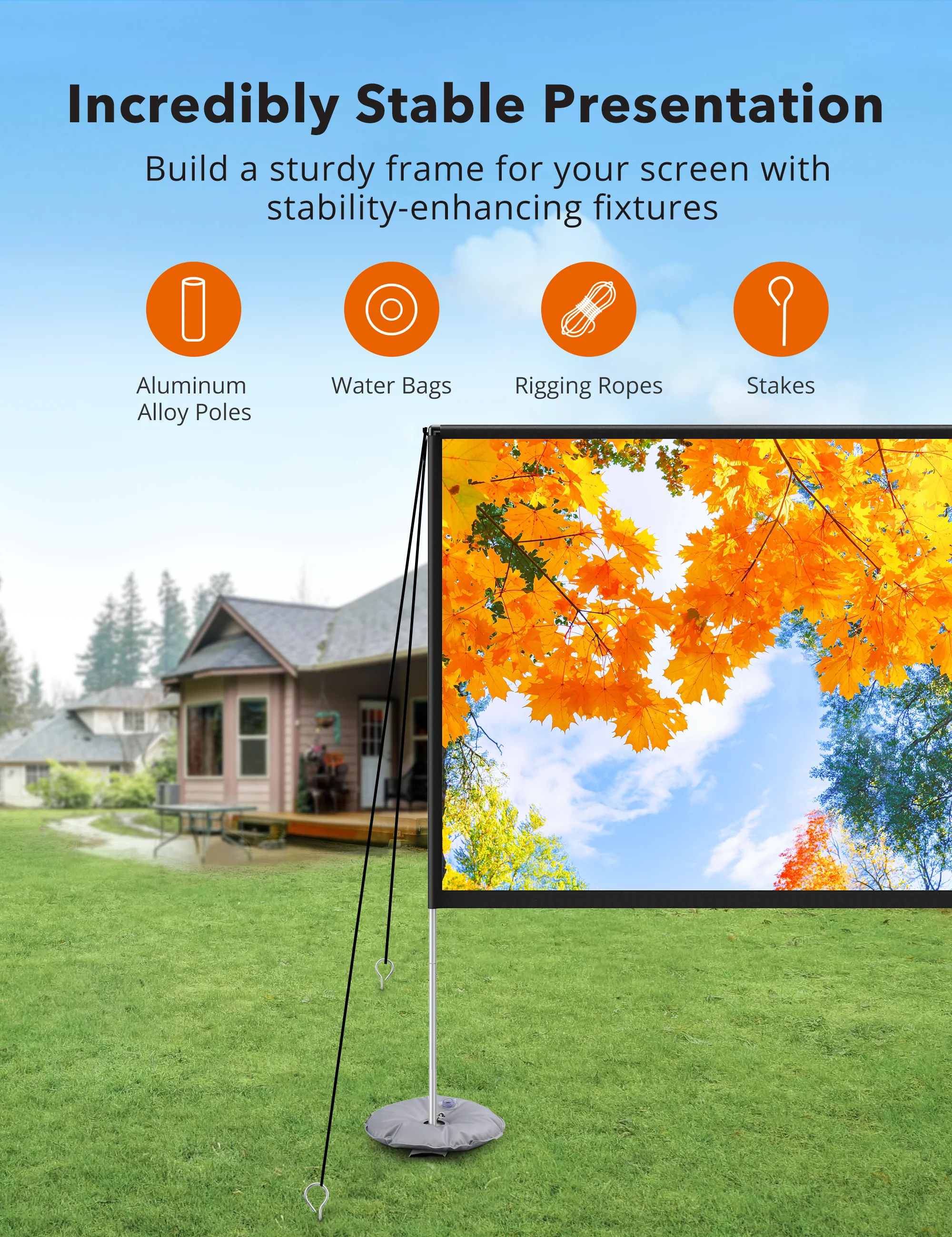 TaoTronics Freestanding Projection Screen TT-HP027, Portable Front & Rear Projection Screen - Image 7